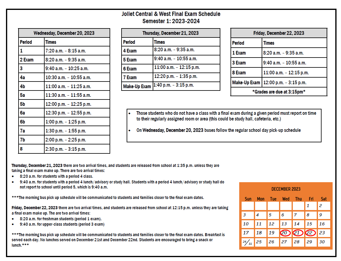 Final Exam Schedule