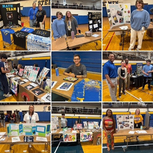       Here is an array of clubs and extracurricular activities being displayed in the school’s gym.